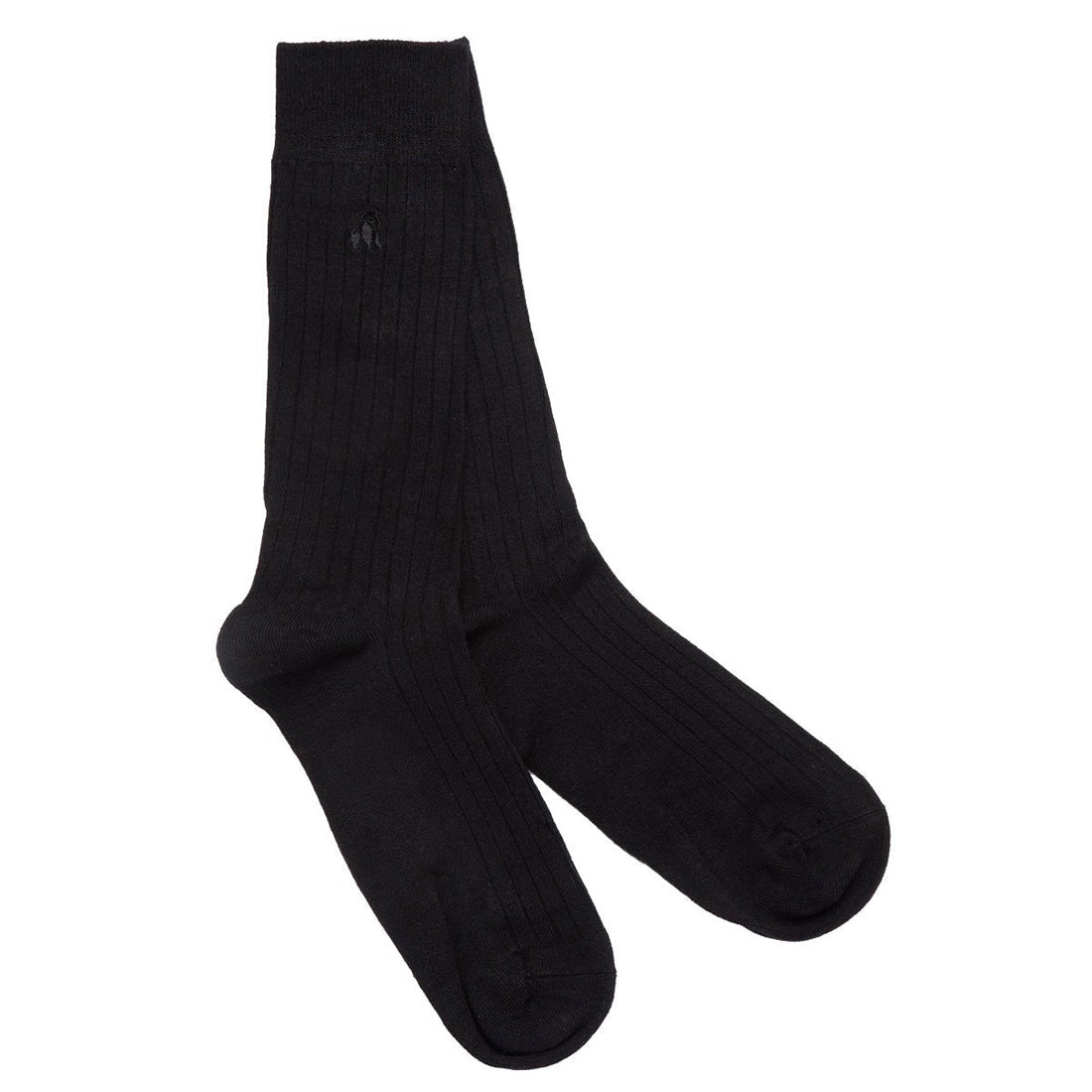 Pair of black socks on a white background